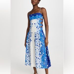 NWT Farm Rio Flower Stripes Midi Dress